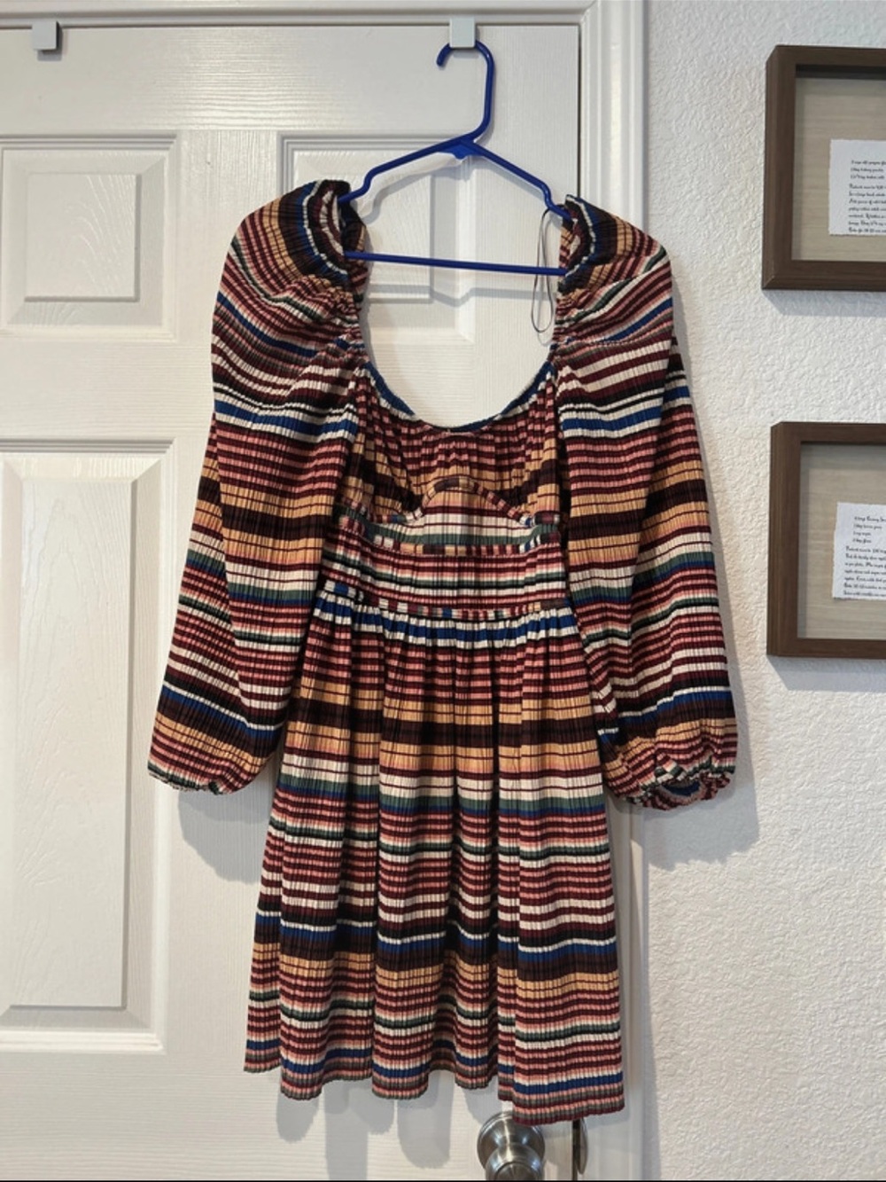 Zara Striped Multicolor Puff-Sleeve Mini Dress